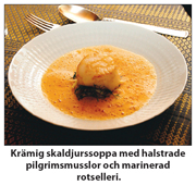 Krmig skaldjursoppa med halstrade.   Foto: Stefan Tkatjenko